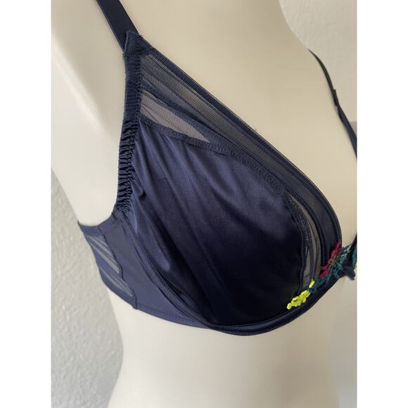 Simone Perele Lingerie Women Bra Elsa Floral Embroidered Night Blue - Picture 4 of 10